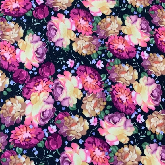 NEW Stretch Azure Skirt vibrant Floral print Knee length adjustable yoga waist - Picture 4 of 8